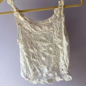 EM White crop top with lace backing
